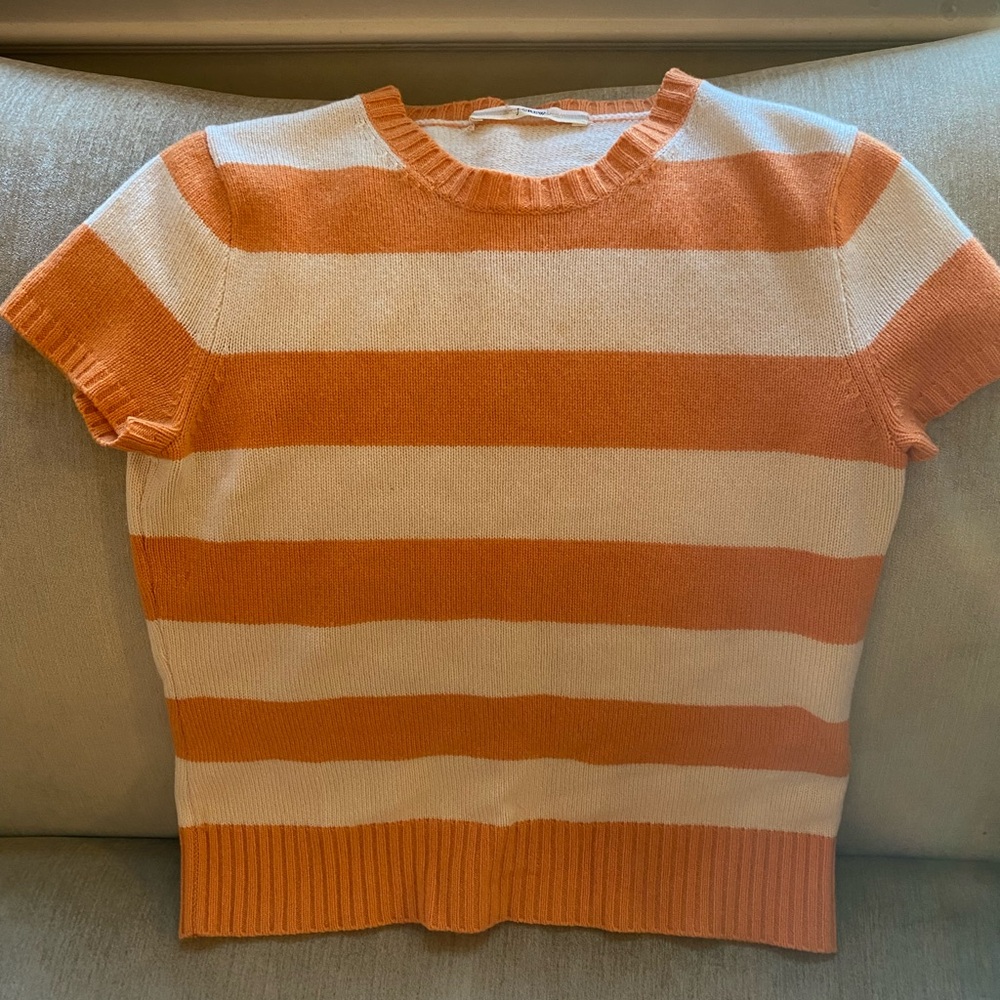 J. Crew Orange and Cream Knit Sweater Small